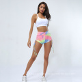 Vêtements de gymnase Nouveau short de yoga sexy pour femmes sports porteur hauteur push up tie die women fitness shorts